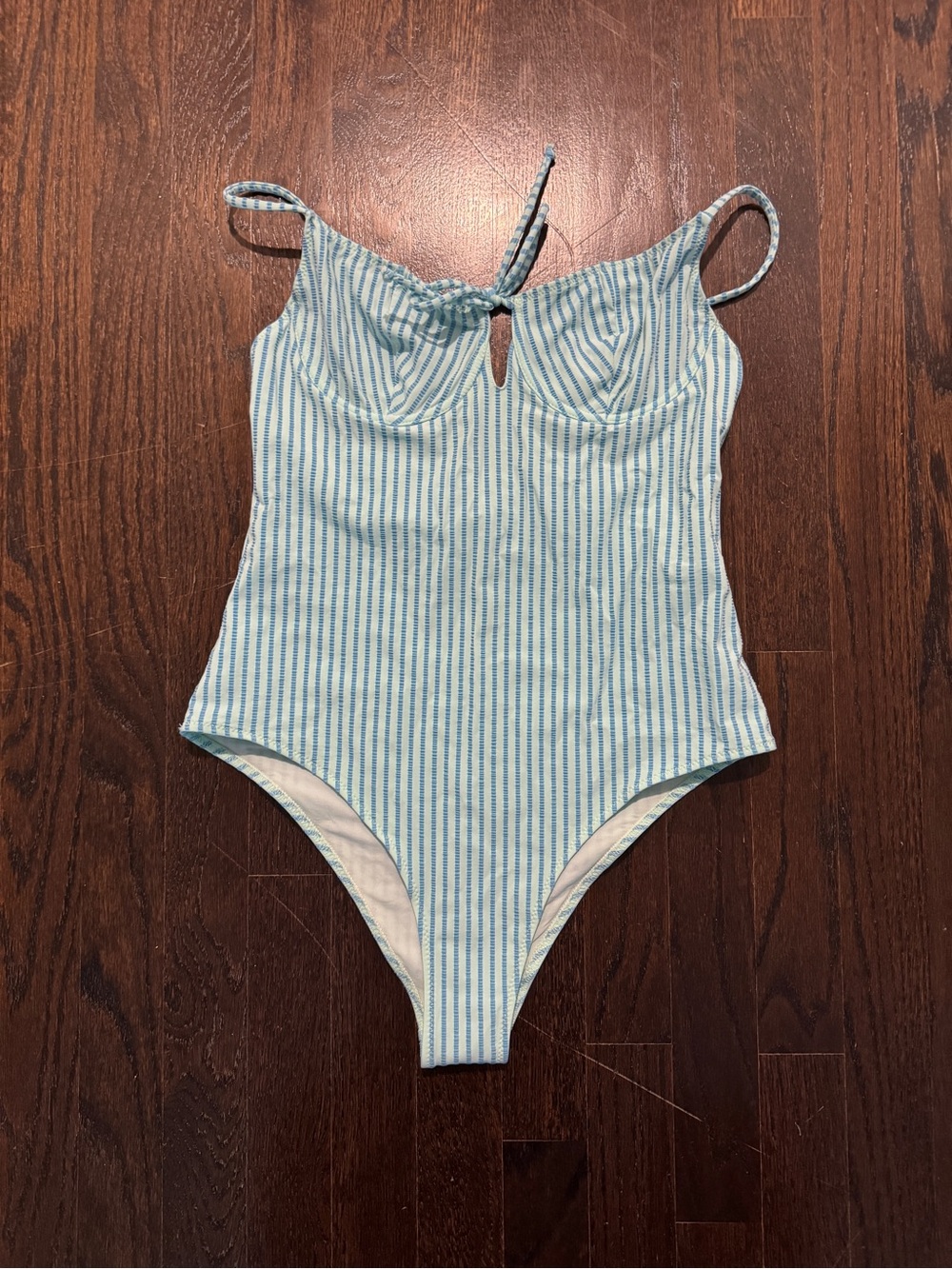 Zara Blue Striped One-Piece Swimsuit
